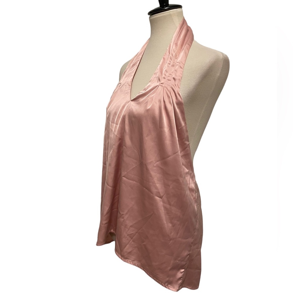 Superdown Revolve Pink Satin Halter Open Back Top - Picture 3 of 4